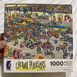 2009 Ceaco Jan Van Haasteren 1000 Pc Jigsaw Puzzle "Motorcycle Race" COMPLETE!